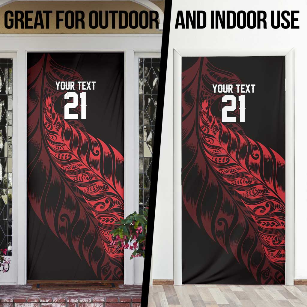 New Zealand Lawn Bowls Custom Door Cover Red Maori Warrior Tribal Silver Fern - Vibe Hoodie