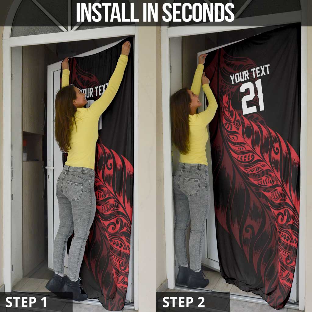 New Zealand Lawn Bowls Custom Door Cover Red Maori Warrior Tribal Silver Fern - Vibe Hoodie