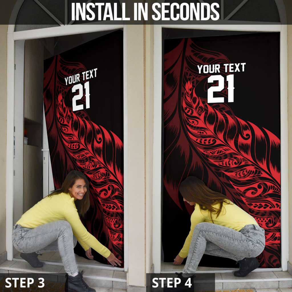 New Zealand Lawn Bowls Custom Door Cover Red Maori Warrior Tribal Silver Fern - Vibe Hoodie