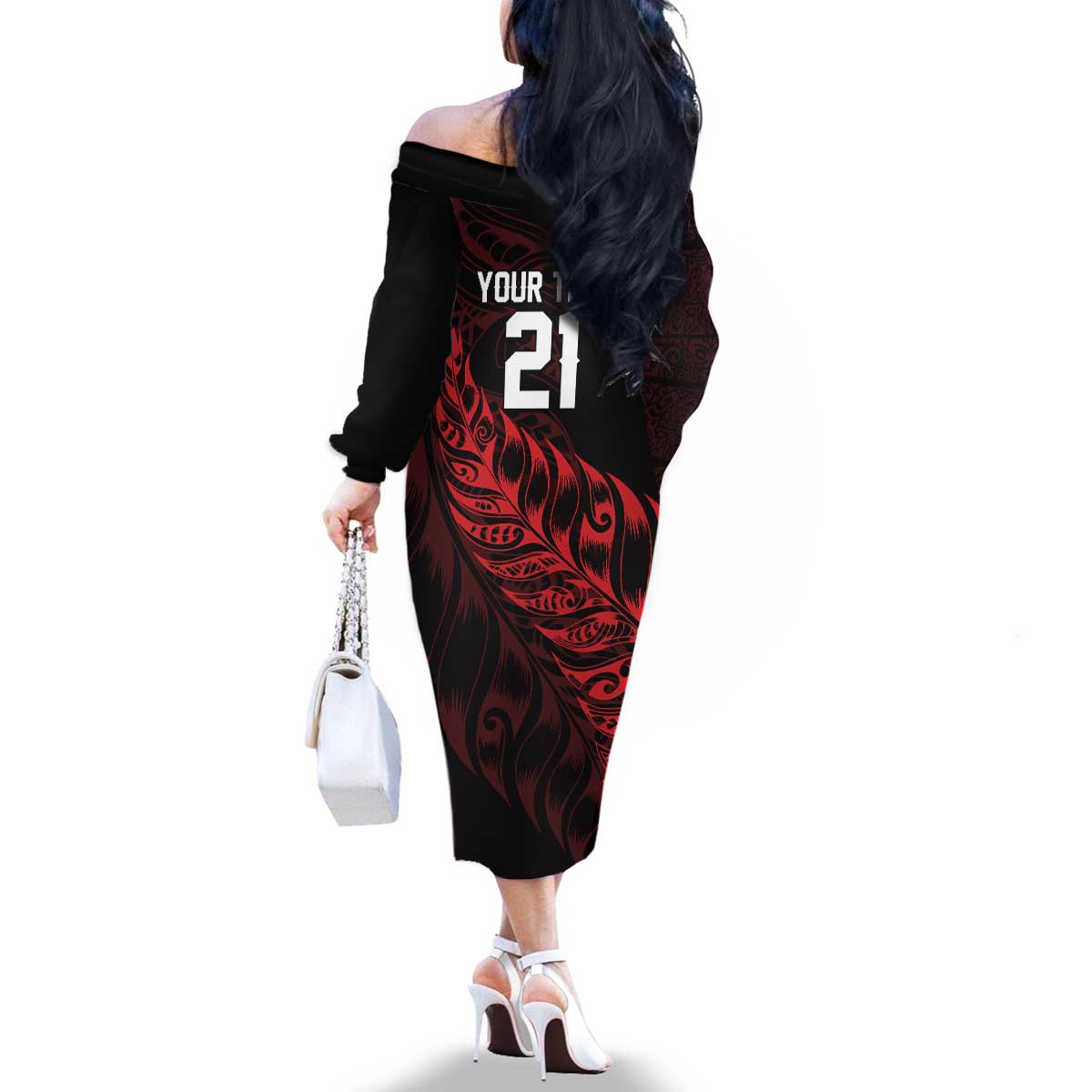 New Zealand Lawn Bowls Custom Family Matching Off The Shoulder Long Sleeve Dress and Hawaiian Shirt Red Maori Warrior Tribal Silver Fern - Vibe Hoodie