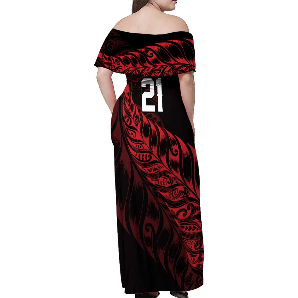 New Zealand Lawn Bowls Custom Family Matching Off Shoulder Maxi Dress and Hawaiian Shirt Red Maori Warrior Tribal Silver Fern - Vibe Hoodie