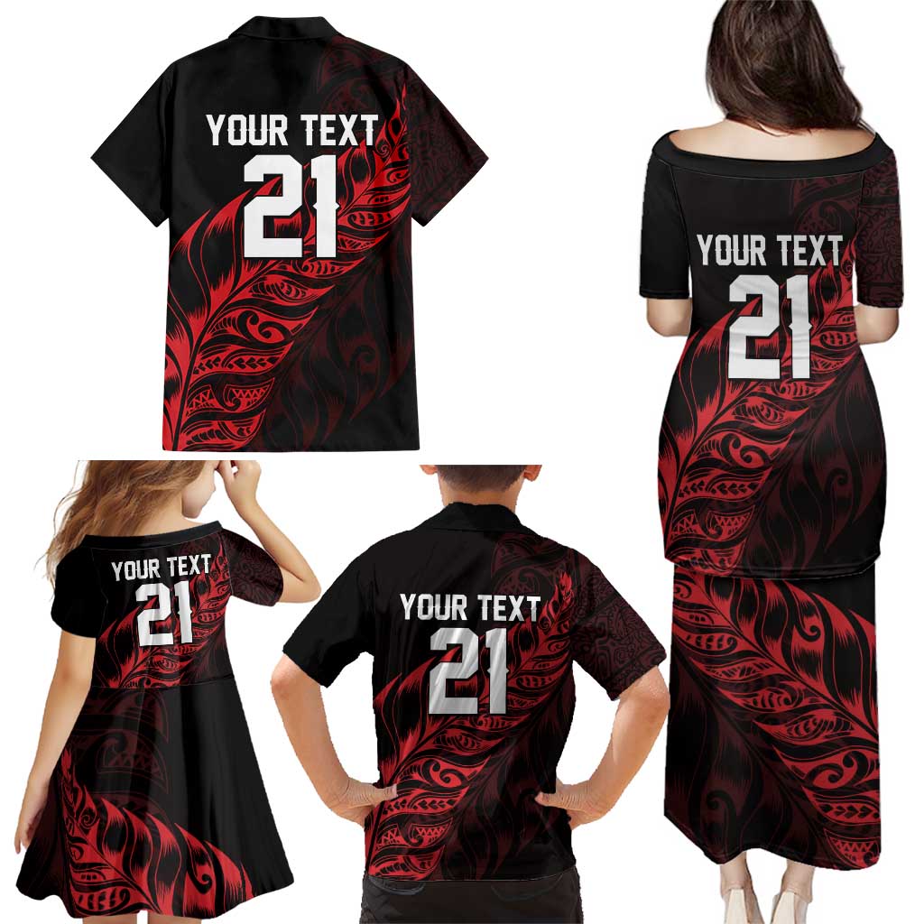 New Zealand Lawn Bowls Custom Family Matching Puletasi and Hawaiian Shirt Red Maori Warrior Tribal Silver Fern - Vibe Hoodie