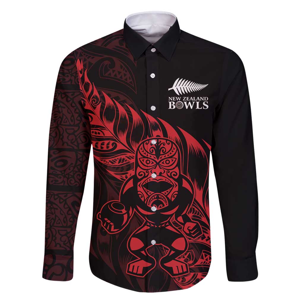 New Zealand Lawn Bowls Custom Family Matching Puletasi and Hawaiian Shirt Red Maori Warrior Tribal Silver Fern - Vibe Hoodie