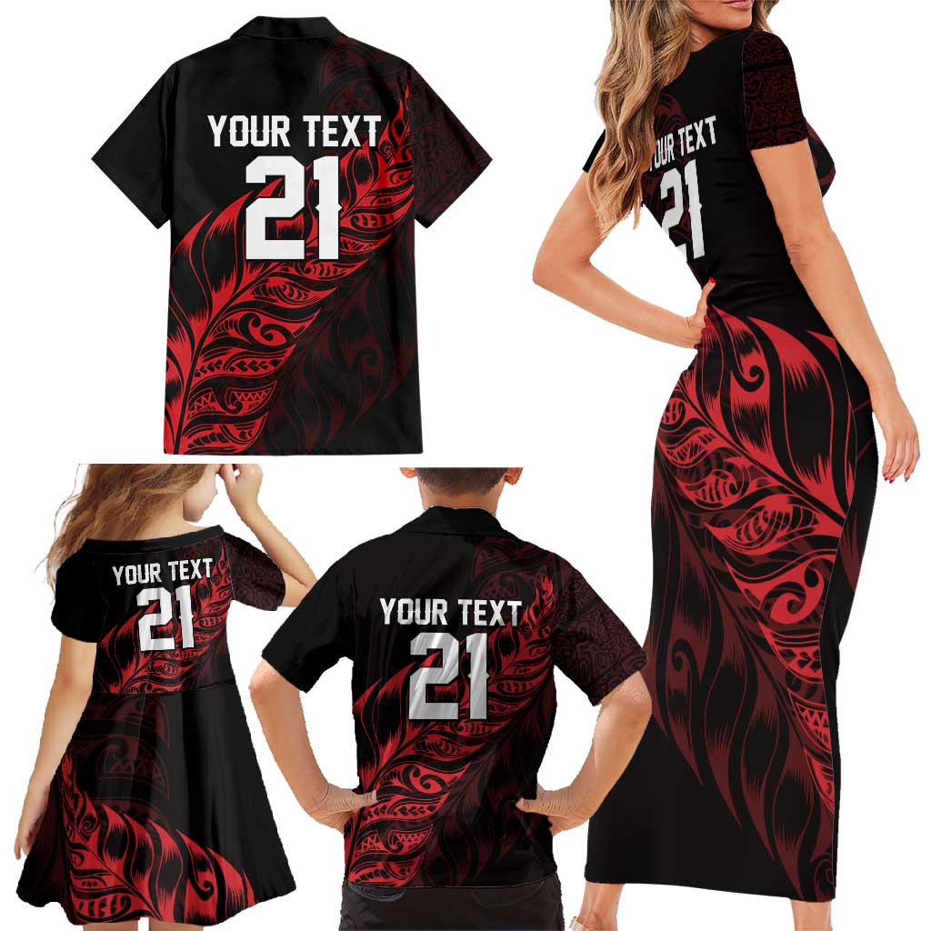 New Zealand Lawn Bowls Custom Family Matching Short Sleeve Bodycon Dress and Hawaiian Shirt Red Maori Warrior Tribal Silver Fern - Vibe Hoodie