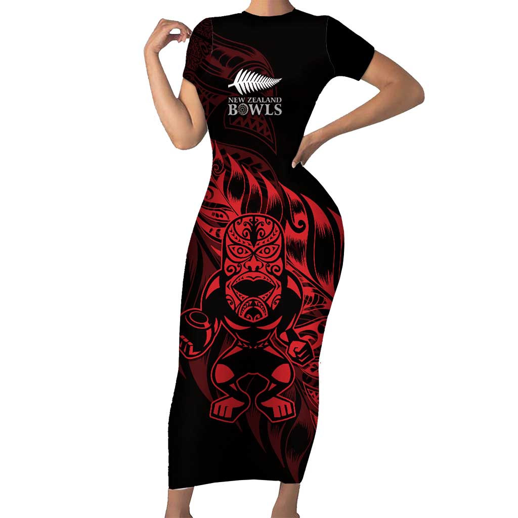 New Zealand Lawn Bowls Custom Family Matching Short Sleeve Bodycon Dress and Hawaiian Shirt Red Maori Warrior Tribal Silver Fern - Vibe Hoodie