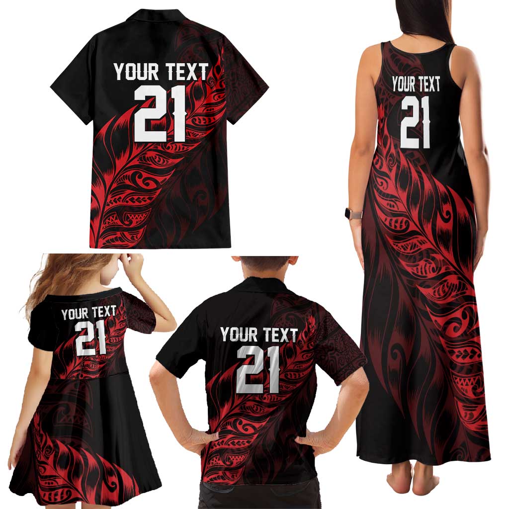 New Zealand Lawn Bowls Custom Family Matching Tank Maxi Dress and Hawaiian Shirt Red Maori Warrior Tribal Silver Fern - Vibe Hoodie