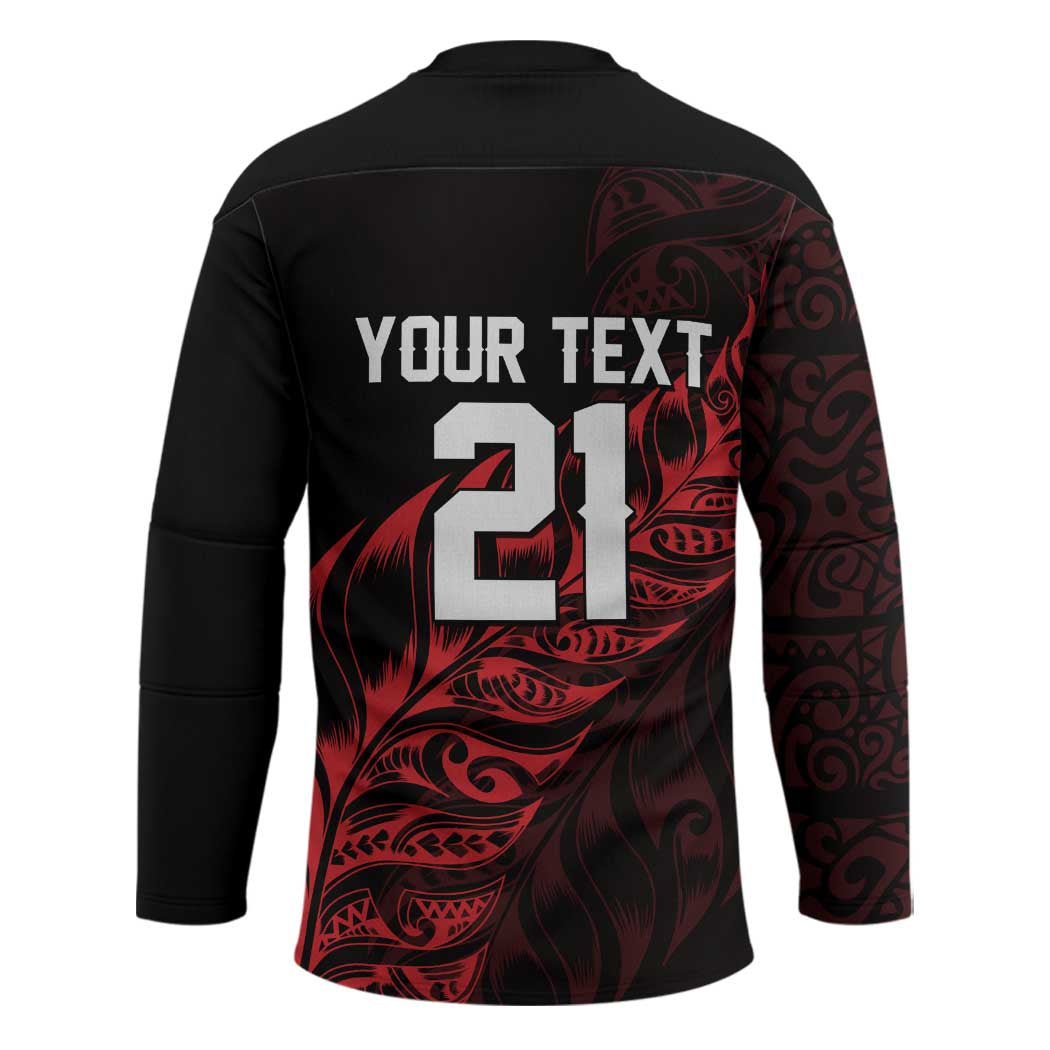 New Zealand Lawn Bowls Custom Hockey Jersey Red Maori Warrior Tribal Silver Fern - Vibe Hoodie