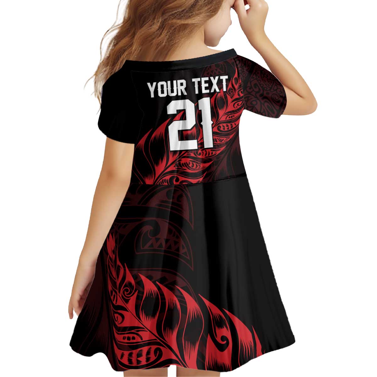 New Zealand Lawn Bowls Custom Kid Short Sleeve Dress Red Maori Warrior Tribal Silver Fern - Vibe Hoodie
