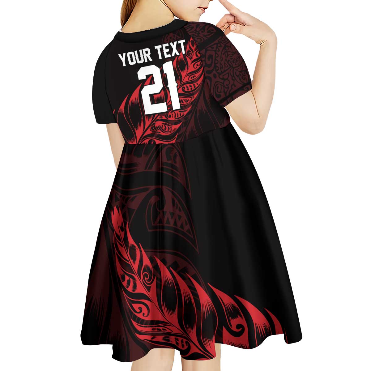 New Zealand Lawn Bowls Custom Kid Short Sleeve Dress Red Maori Warrior Tribal Silver Fern - Vibe Hoodie