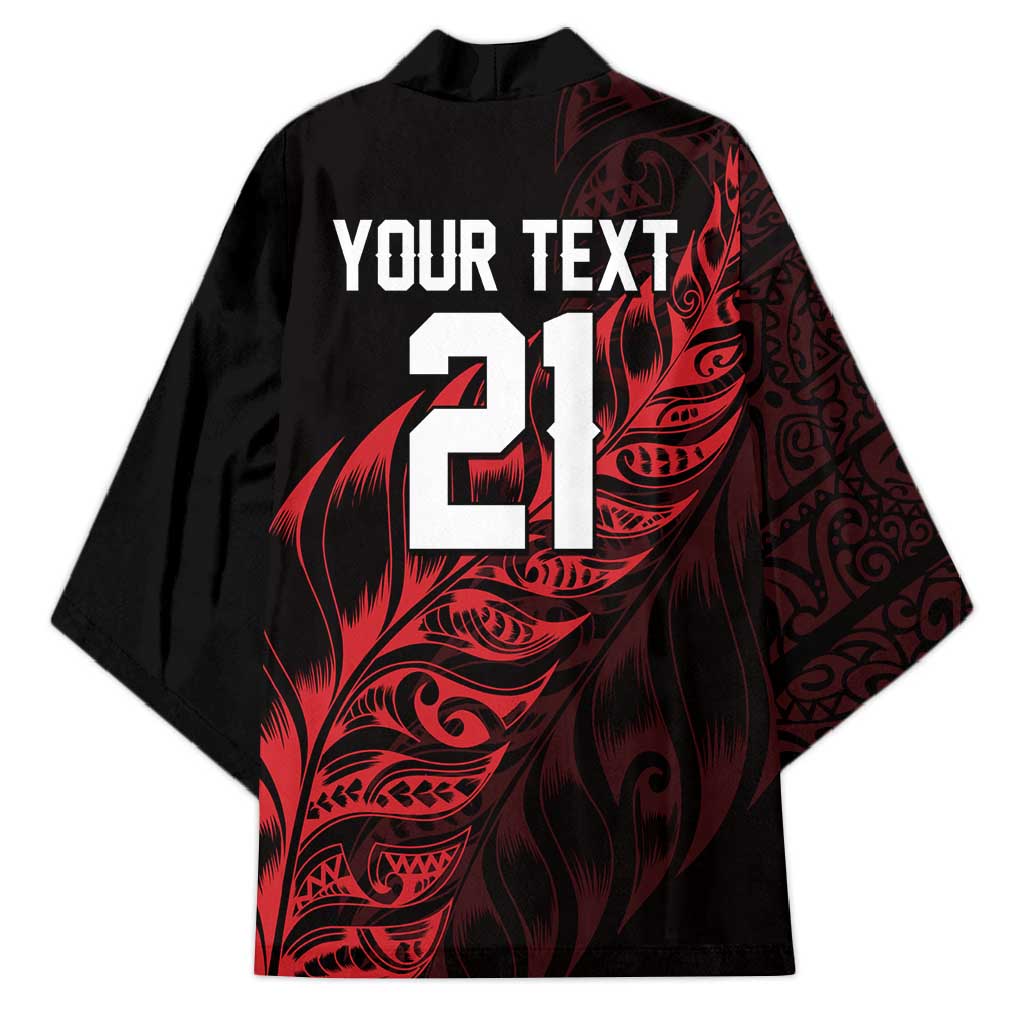 New Zealand Lawn Bowls Custom Kimono Red Maori Warrior Tribal Silver Fern - Vibe Hoodie