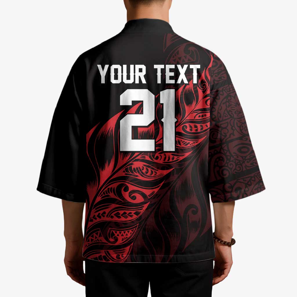 New Zealand Lawn Bowls Custom Kimono Red Maori Warrior Tribal Silver Fern - Vibe Hoodie
