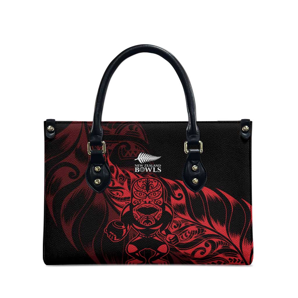New Zealand Lawn Bowls Leather Bag Red Maori Warrior Tribal Silver Fern - Vibe Hoodie