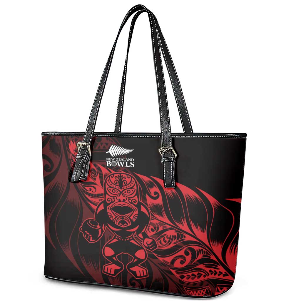 New Zealand Lawn Bowls Leather Tote Bag Red Maori Warrior Tribal Silver Fern - Vibe Hoodie