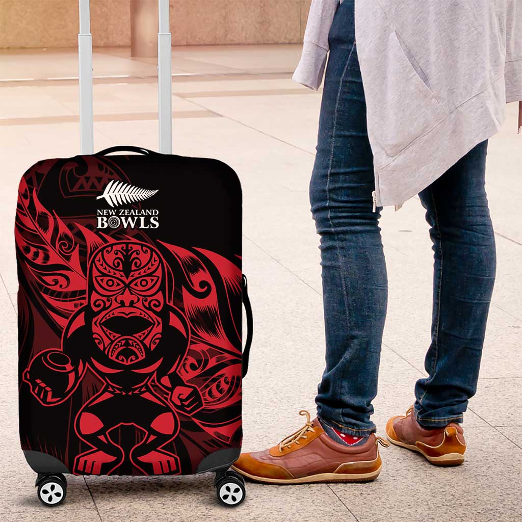 New Zealand Lawn Bowls Luggage Cover Red Maori Warrior Tribal Silver Fern - Vibe Hoodie