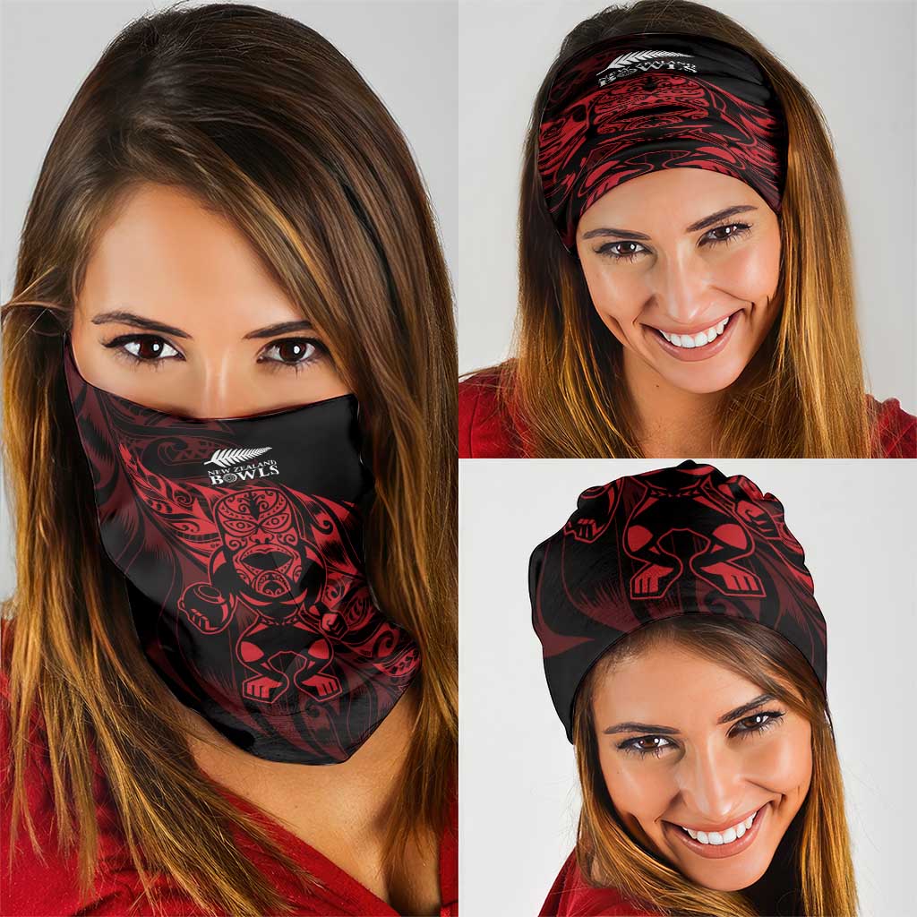 New Zealand Lawn Bowls Neck Gaiter Red Maori Warrior Tribal Silver Fern - Vibe Hoodie