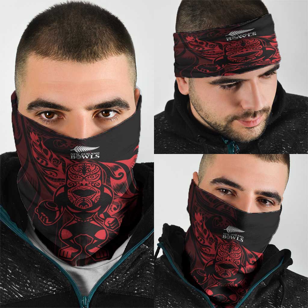 New Zealand Lawn Bowls Neck Gaiter Red Maori Warrior Tribal Silver Fern - Vibe Hoodie