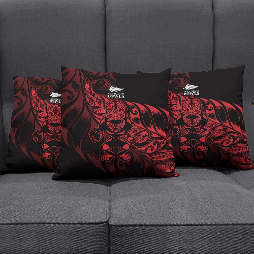 New Zealand Lawn Bowls Pillow Cover Red Maori Warrior Tribal Silver Fern - Vibe Hoodie