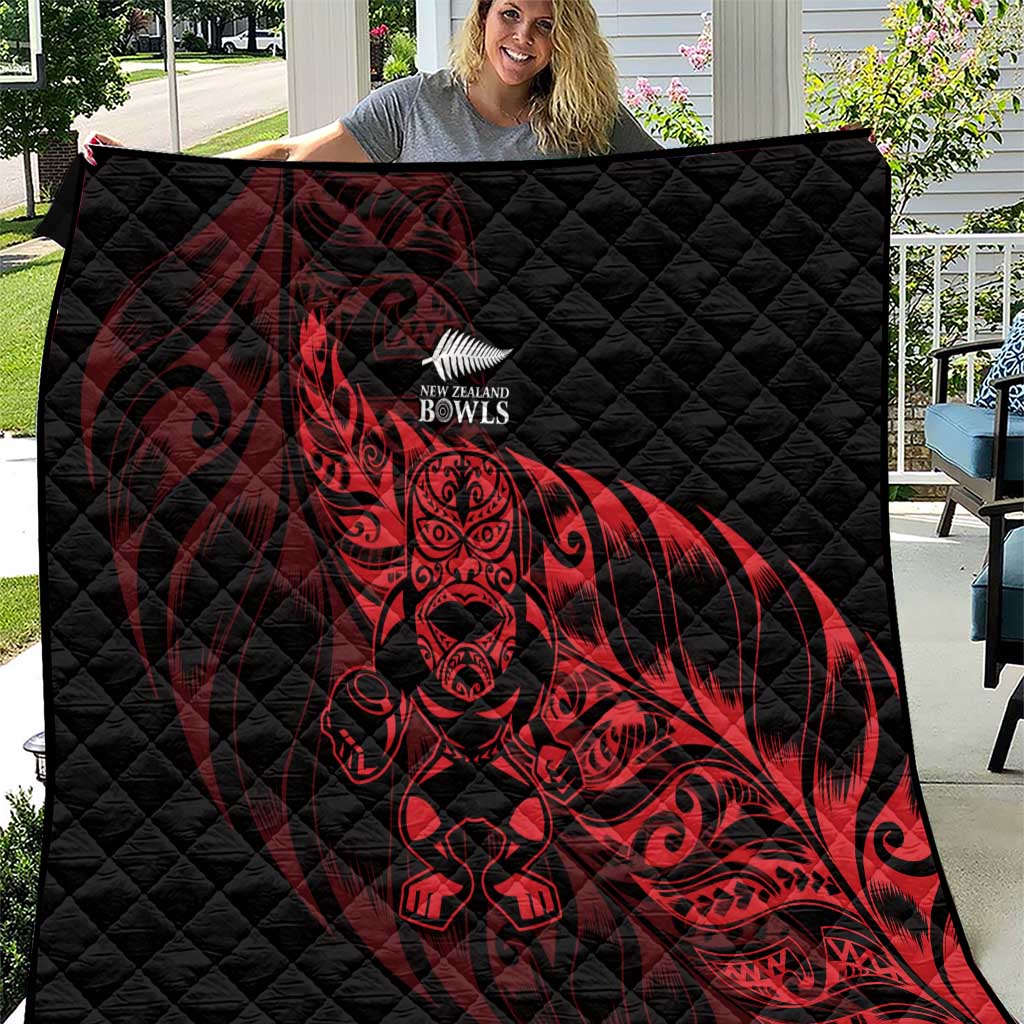 New Zealand Lawn Bowls Quilt Red Maori Warrior Tribal Silver Fern - Vibe Hoodie