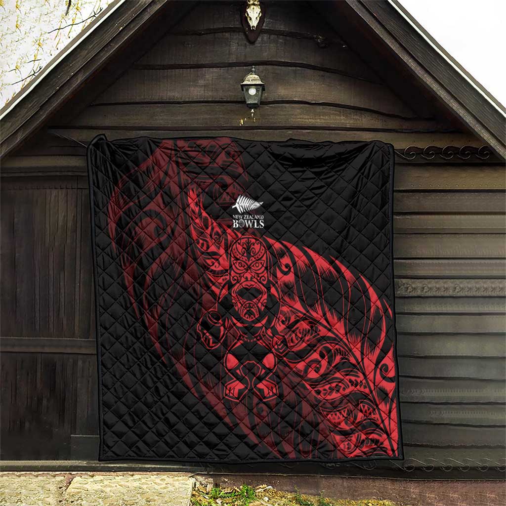 New Zealand Lawn Bowls Quilt Red Maori Warrior Tribal Silver Fern - Vibe Hoodie