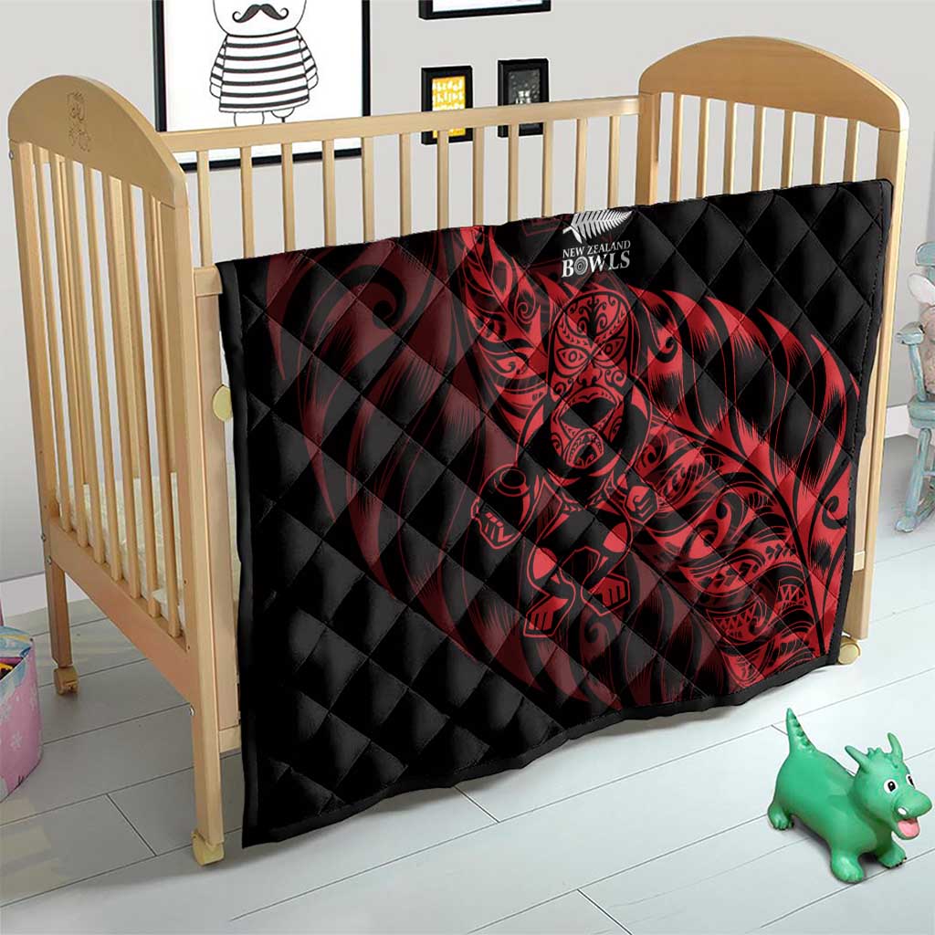 New Zealand Lawn Bowls Quilt Red Maori Warrior Tribal Silver Fern - Vibe Hoodie