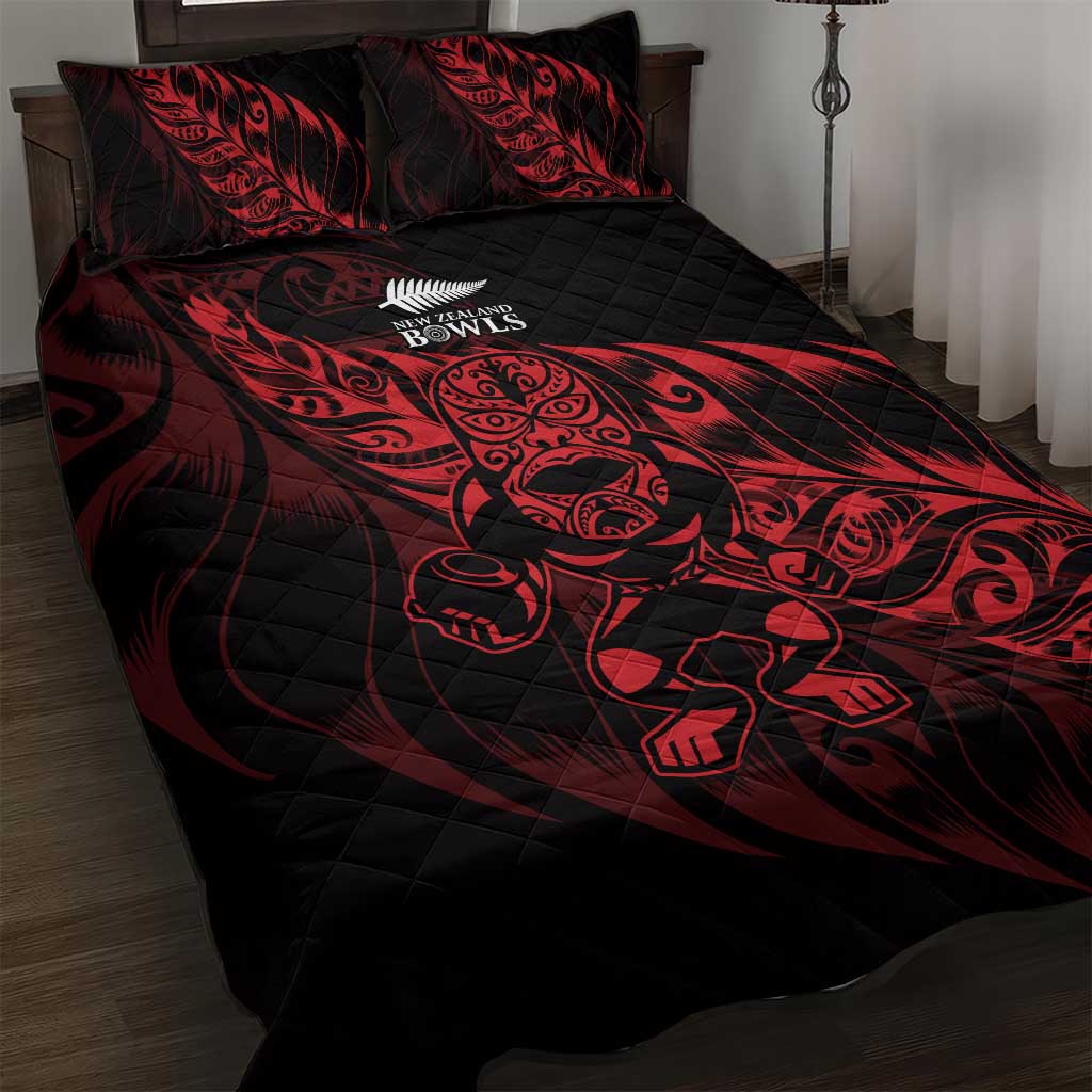 New Zealand Lawn Bowls Quilt Bed Set Red Maori Warrior Tribal Silver Fern - Vibe Hoodie