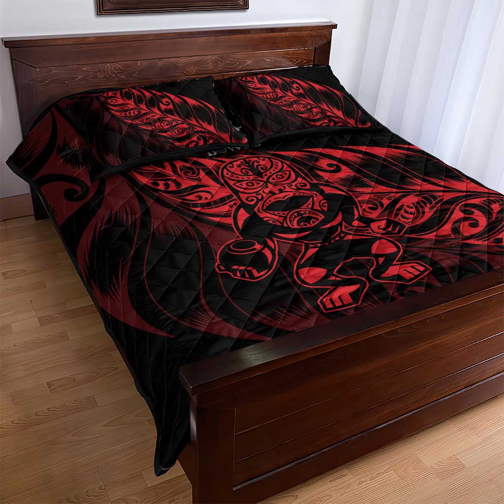 New Zealand Lawn Bowls Quilt Bed Set Red Maori Warrior Tribal Silver Fern - Vibe Hoodie