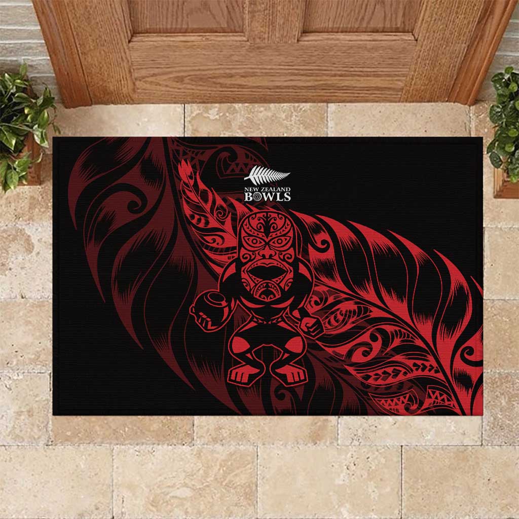 New Zealand Lawn Bowls Rubber Doormat Red Maori Warrior Tribal Silver Fern - Vibe Hoodie