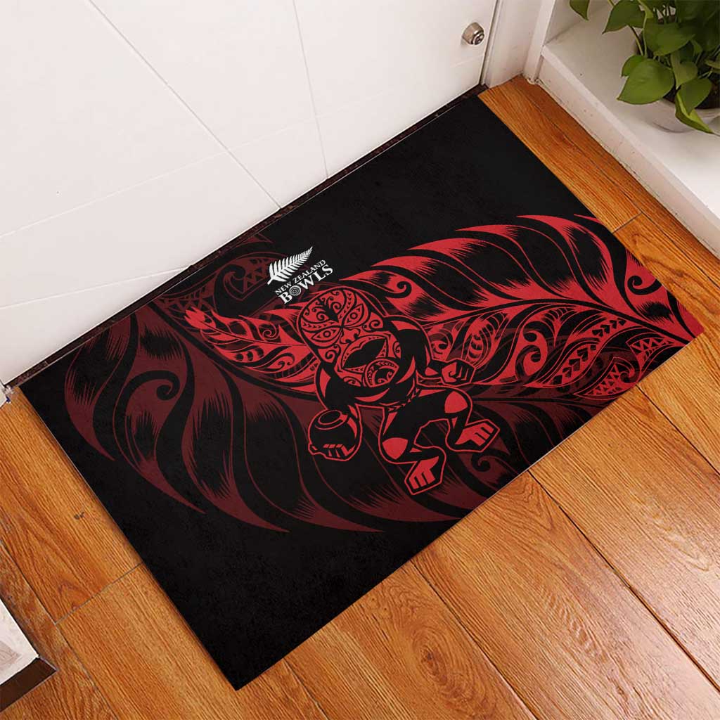 New Zealand Lawn Bowls Rubber Doormat Red Maori Warrior Tribal Silver Fern - Vibe Hoodie