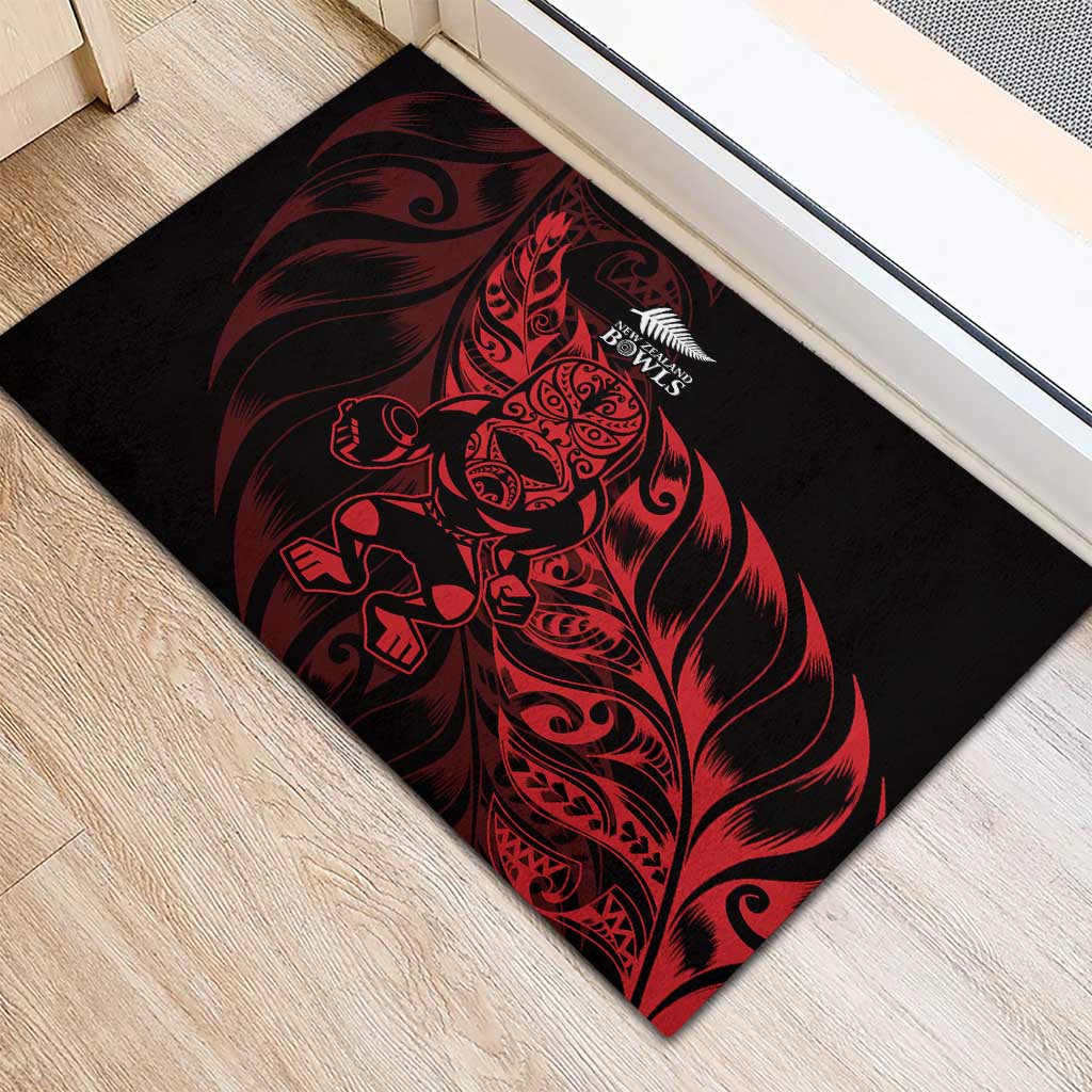New Zealand Lawn Bowls Rubber Doormat Red Maori Warrior Tribal Silver Fern - Vibe Hoodie