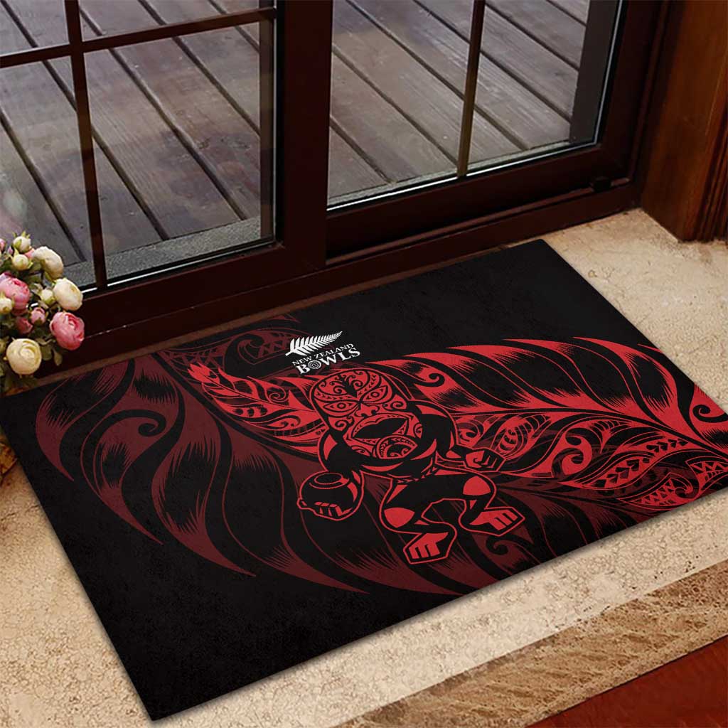New Zealand Lawn Bowls Rubber Doormat Red Maori Warrior Tribal Silver Fern - Vibe Hoodie