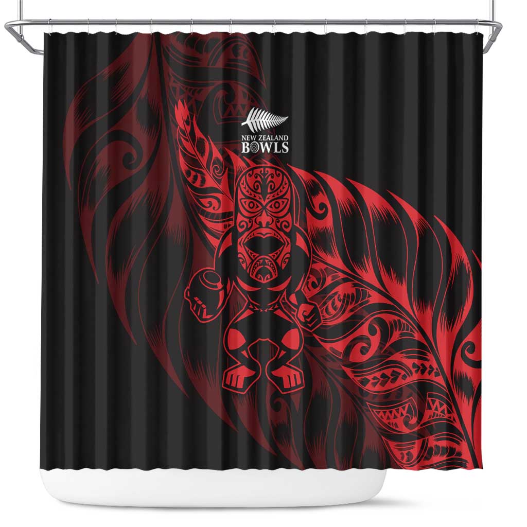 New Zealand Lawn Bowls Shower Curtain Red Maori Warrior Tribal Silver Fern - Vibe Hoodie