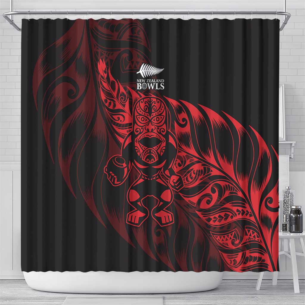 New Zealand Lawn Bowls Shower Curtain Red Maori Warrior Tribal Silver Fern - Vibe Hoodie