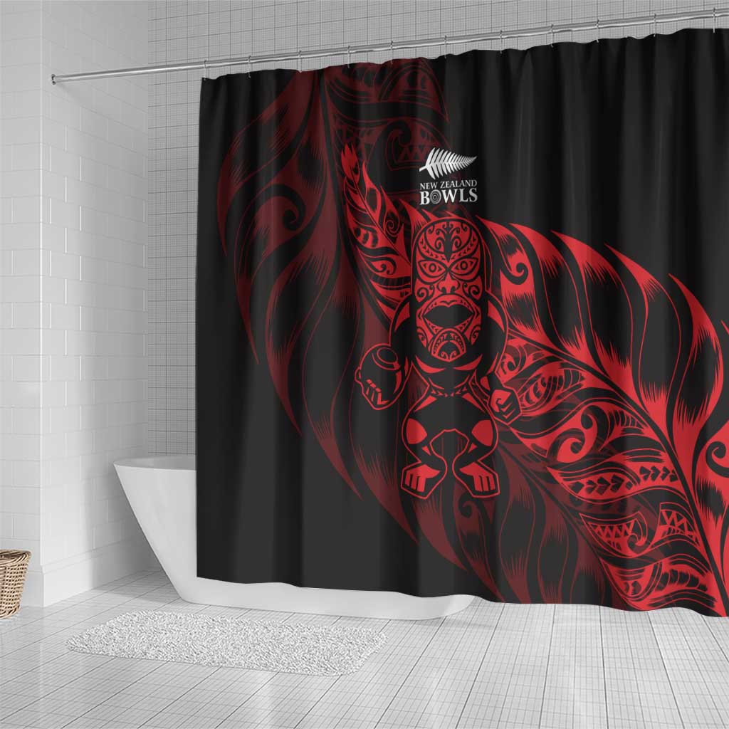 New Zealand Lawn Bowls Shower Curtain Red Maori Warrior Tribal Silver Fern - Vibe Hoodie