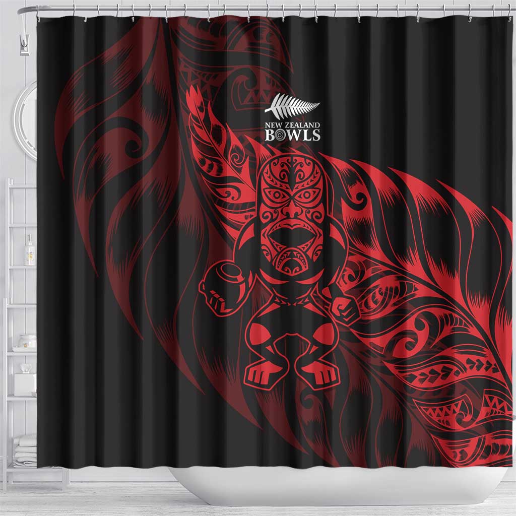 New Zealand Lawn Bowls Shower Curtain Red Maori Warrior Tribal Silver Fern - Vibe Hoodie