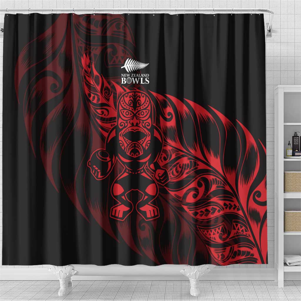 New Zealand Lawn Bowls Shower Curtain Red Maori Warrior Tribal Silver Fern - Vibe Hoodie