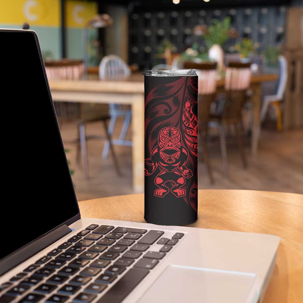 New Zealand Lawn Bowls Custom Skinny Tumbler Red Maori Warrior Tribal Silver Fern - Vibe Hoodie