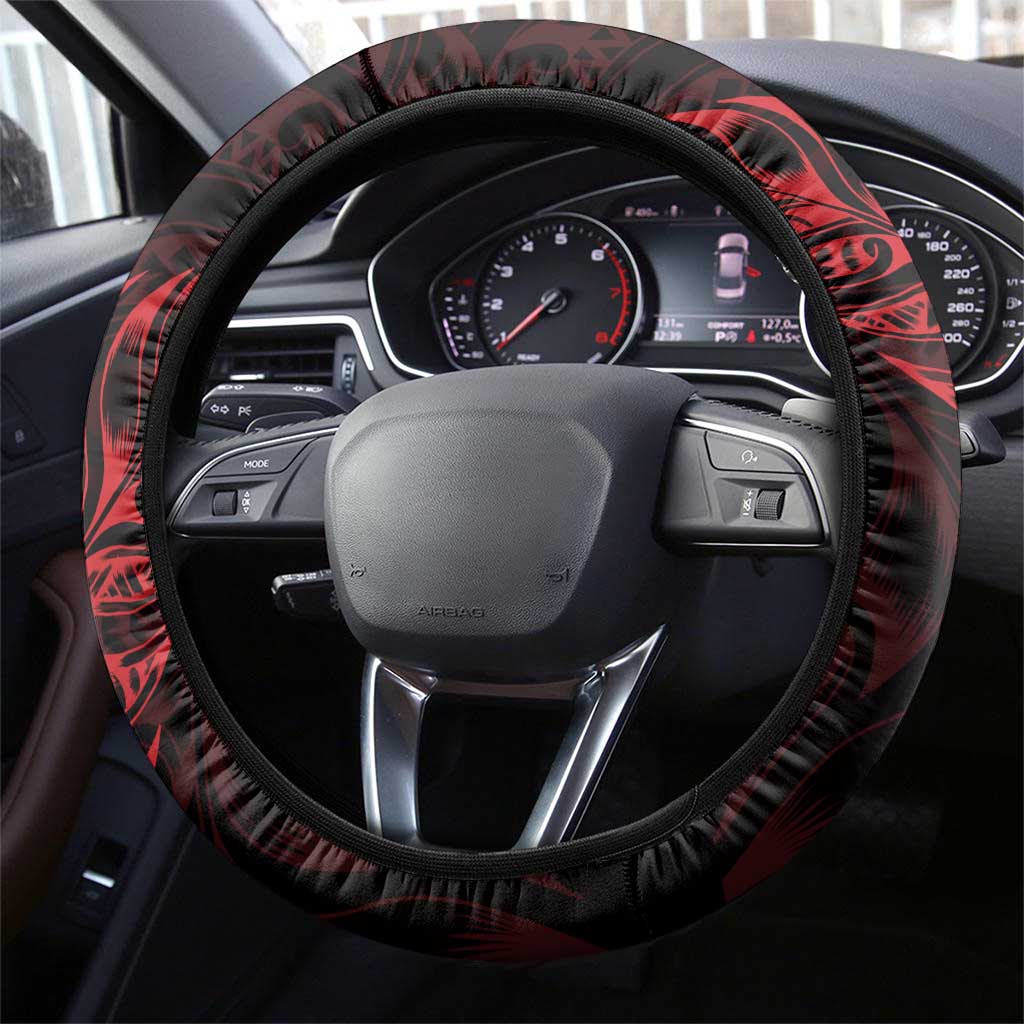 New Zealand Lawn Bowls Steering Wheel Cover Red Maori Warrior Tribal Silver Fern - Vibe Hoodie