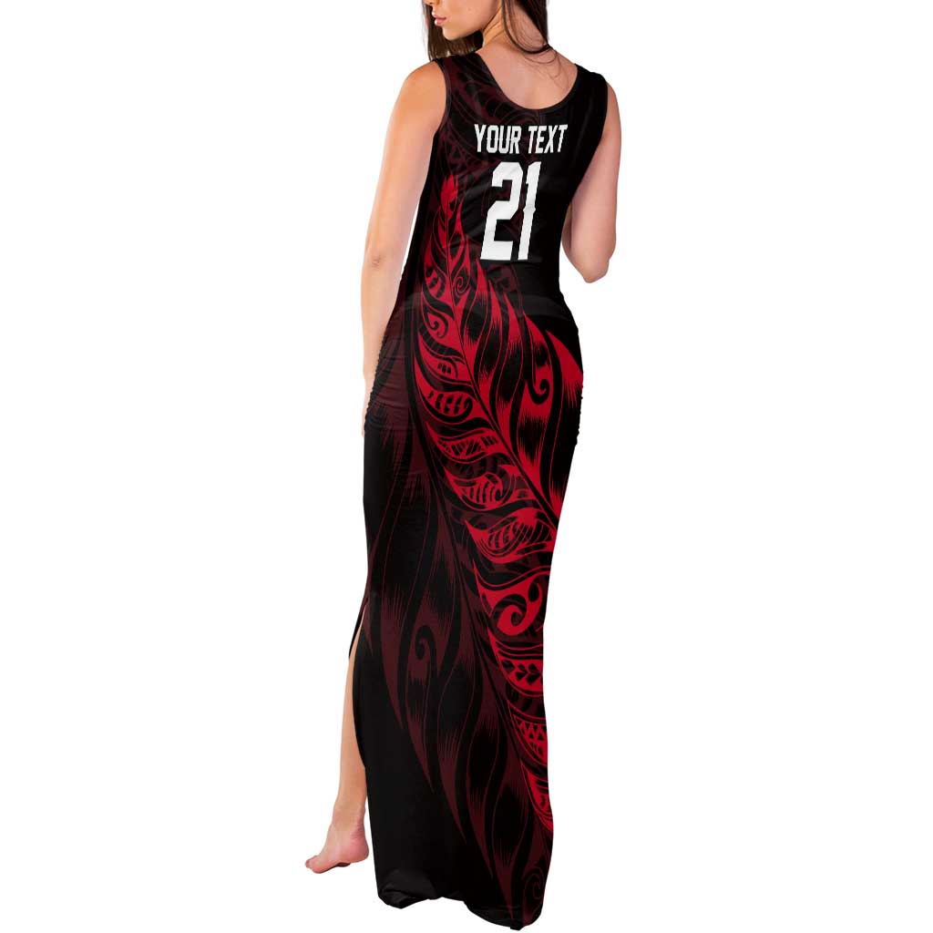 New Zealand Lawn Bowls Custom Tank Maxi Dress Red Maori Warrior Tribal Silver Fern - Vibe Hoodie