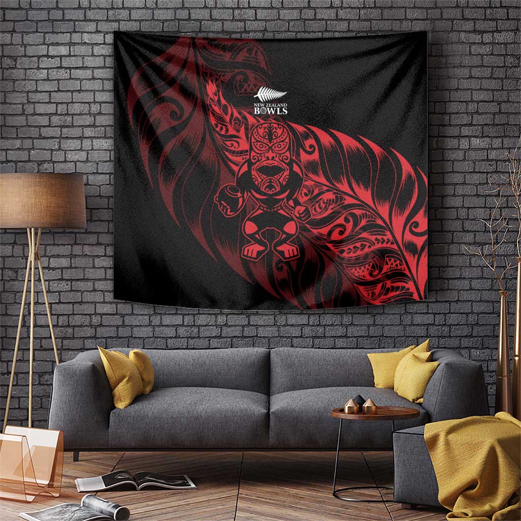 New Zealand Lawn Bowls Tapestry Red Maori Warrior Tribal Silver Fern - Vibe Hoodie