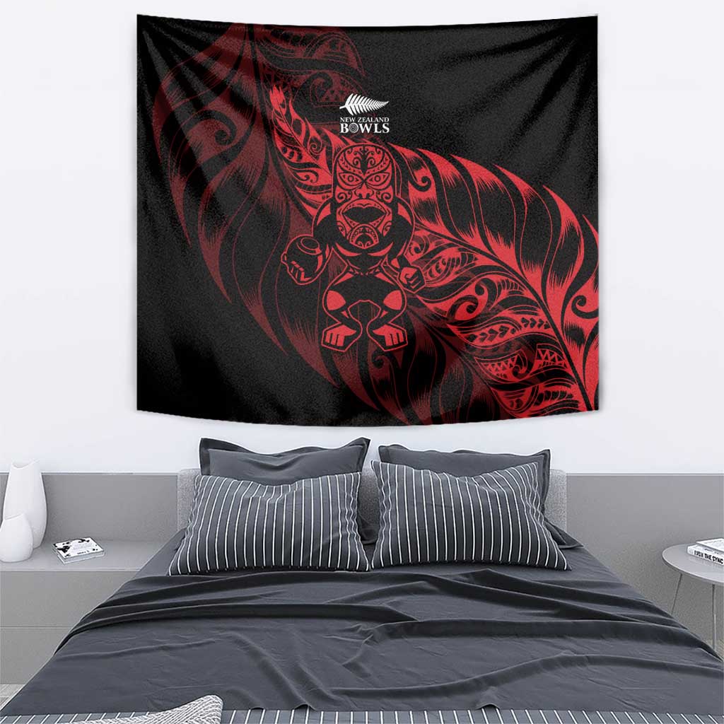 New Zealand Lawn Bowls Tapestry Red Maori Warrior Tribal Silver Fern - Vibe Hoodie