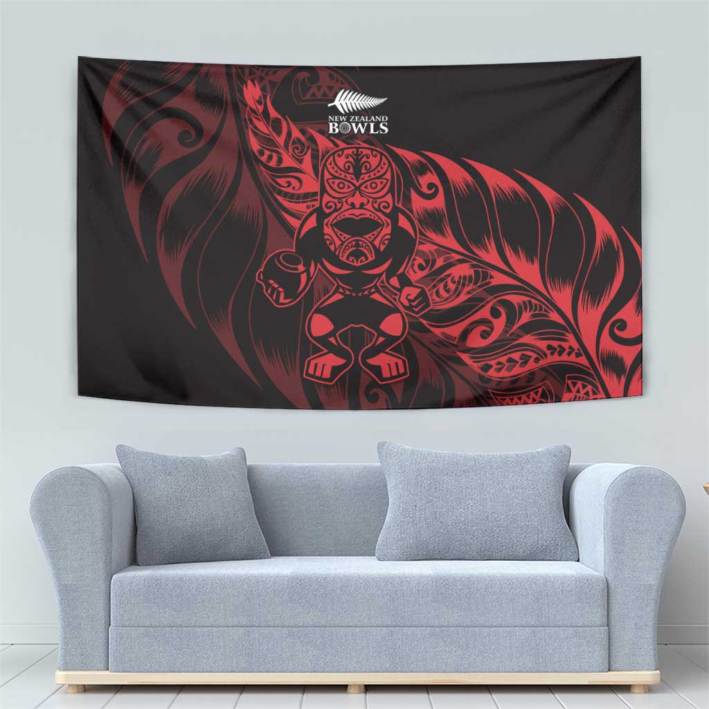 New Zealand Lawn Bowls Tapestry Red Maori Warrior Tribal Silver Fern - Vibe Hoodie