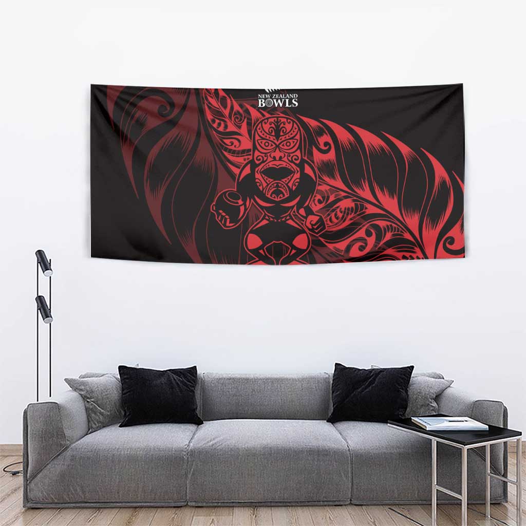 New Zealand Lawn Bowls Tapestry Red Maori Warrior Tribal Silver Fern - Vibe Hoodie