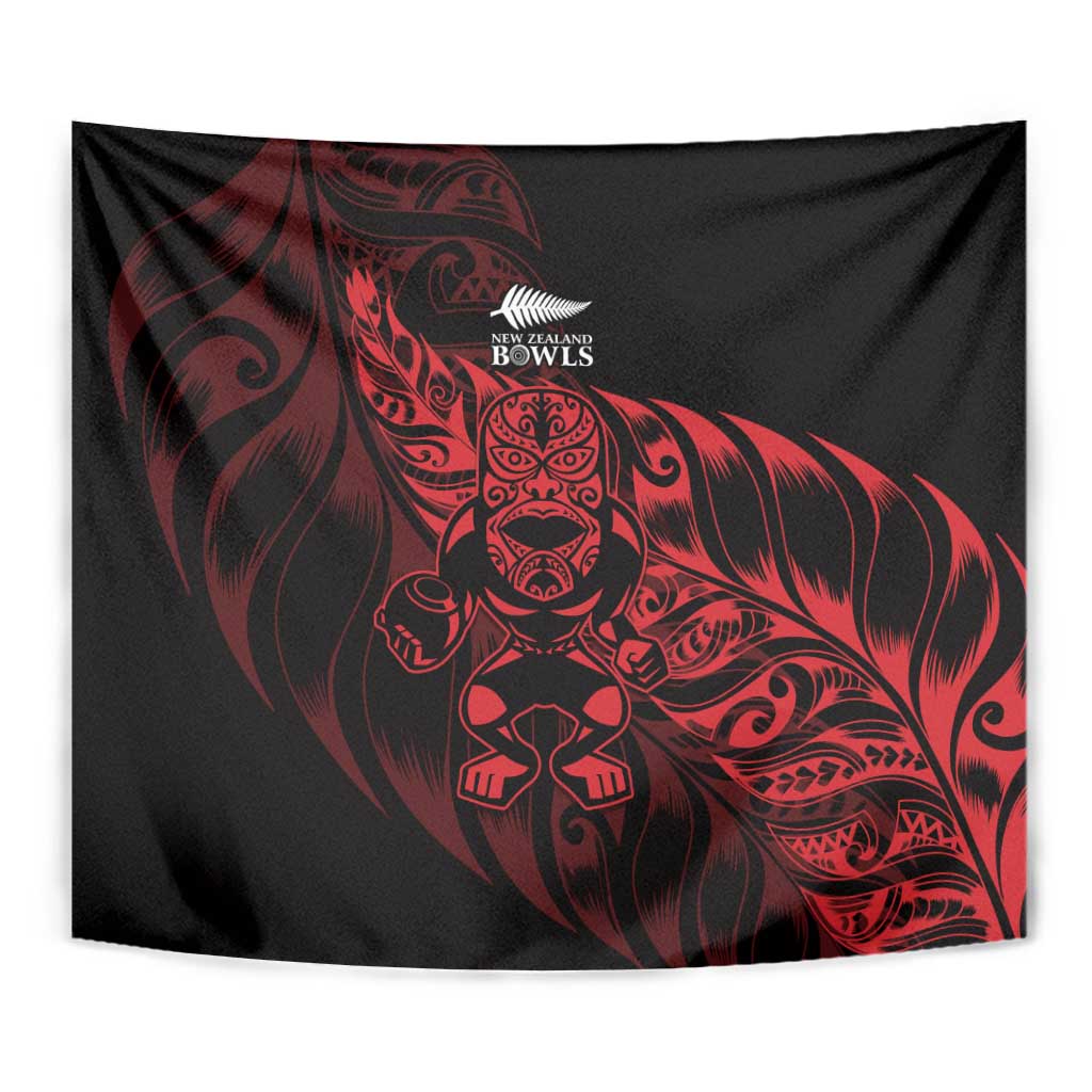 New Zealand Lawn Bowls Tapestry Red Maori Warrior Tribal Silver Fern - Vibe Hoodie