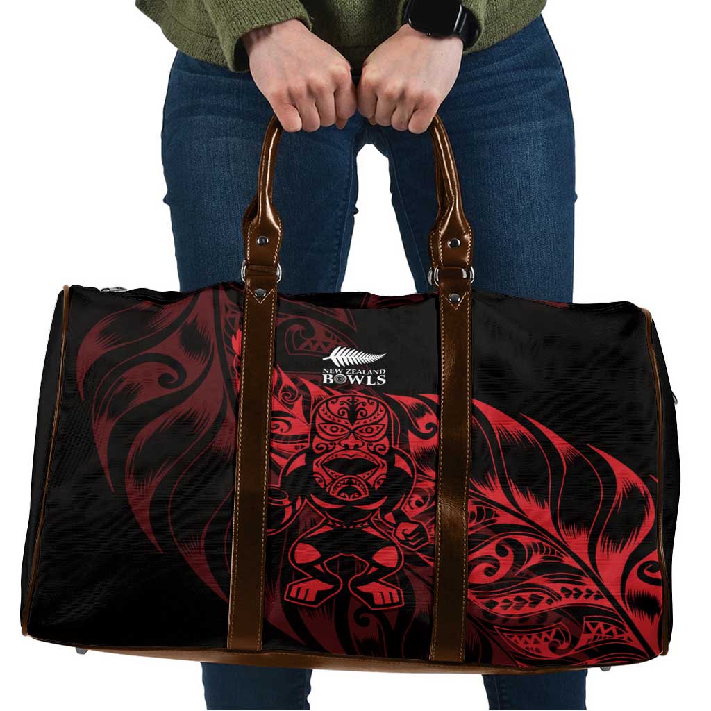 New Zealand Lawn Bowls Travel Bag Red Maori Warrior Tribal Silver Fern - Vibe Hoodie