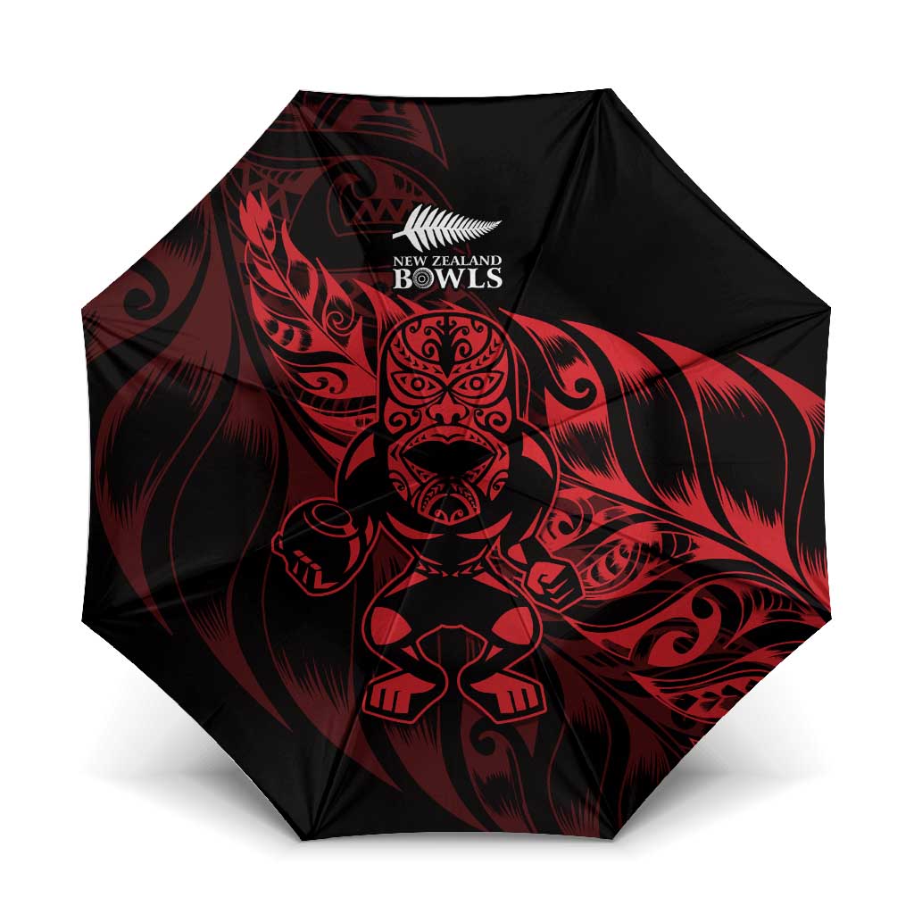New Zealand Lawn Bowls Umbrella Red Maori Warrior Tribal Silver Fern - Vibe Hoodie