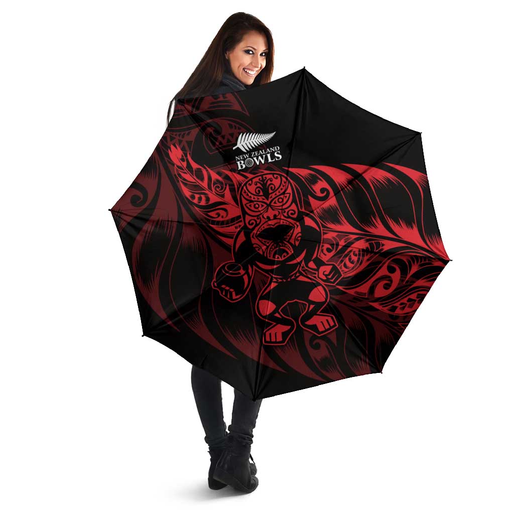 New Zealand Lawn Bowls Umbrella Red Maori Warrior Tribal Silver Fern - Vibe Hoodie