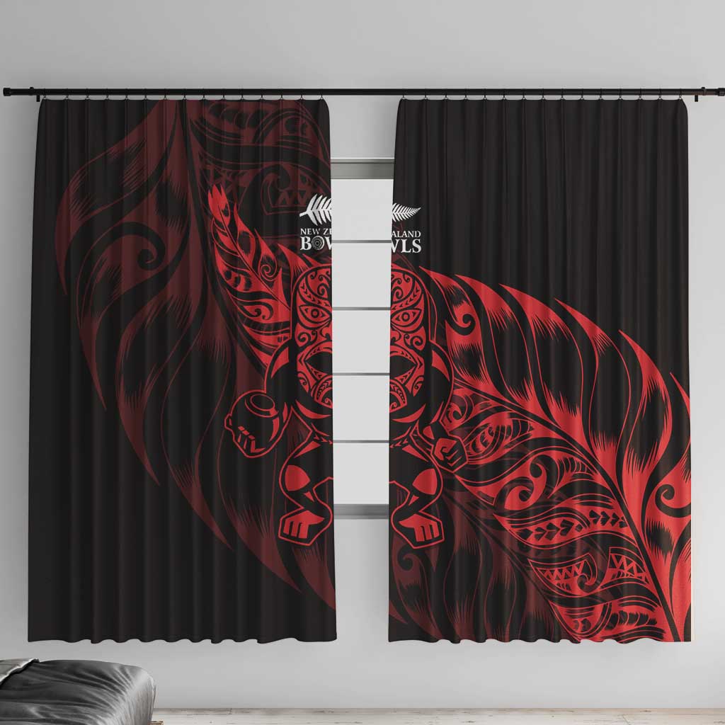 New Zealand Lawn Bowls Window Curtain Red Maori Warrior Tribal Silver Fern - Vibe Hoodie