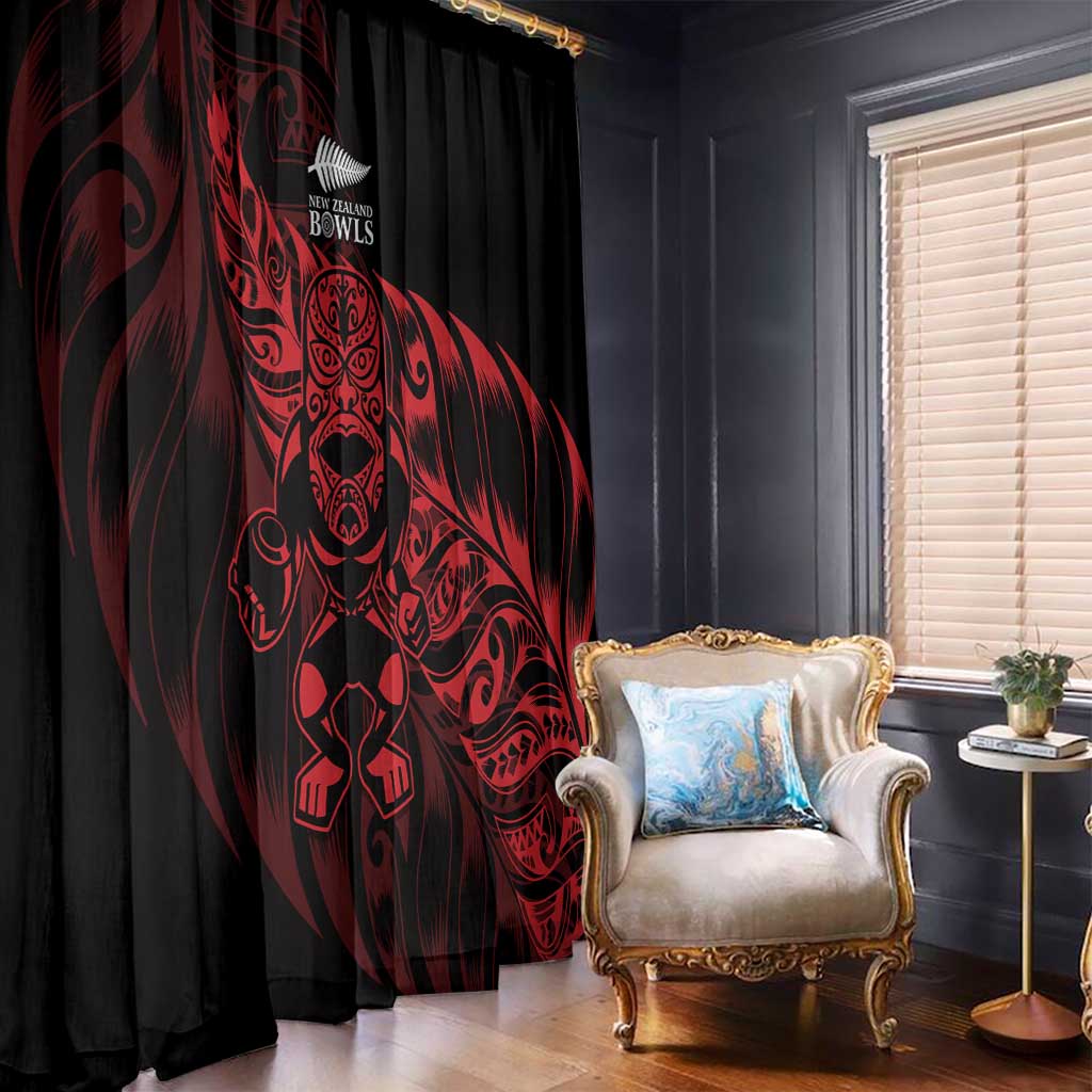 New Zealand Lawn Bowls Window Curtain Red Maori Warrior Tribal Silver Fern - Vibe Hoodie