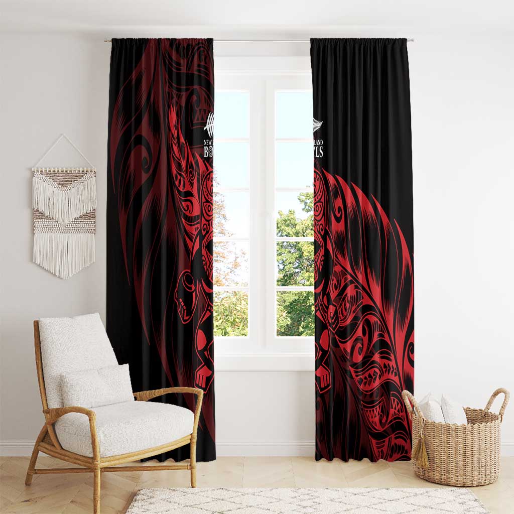 New Zealand Lawn Bowls Window Curtain Red Maori Warrior Tribal Silver Fern - Vibe Hoodie