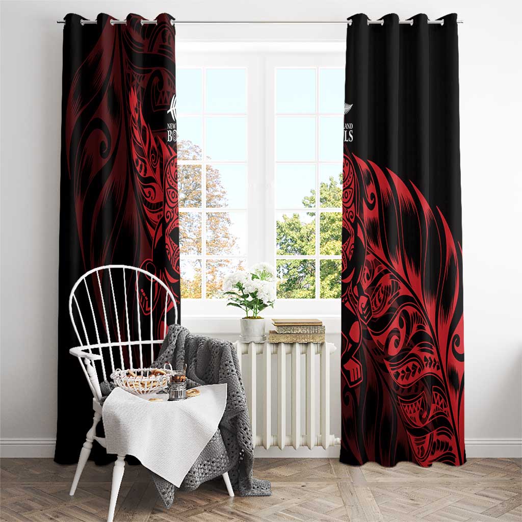 New Zealand Lawn Bowls Window Curtain Red Maori Warrior Tribal Silver Fern - Vibe Hoodie